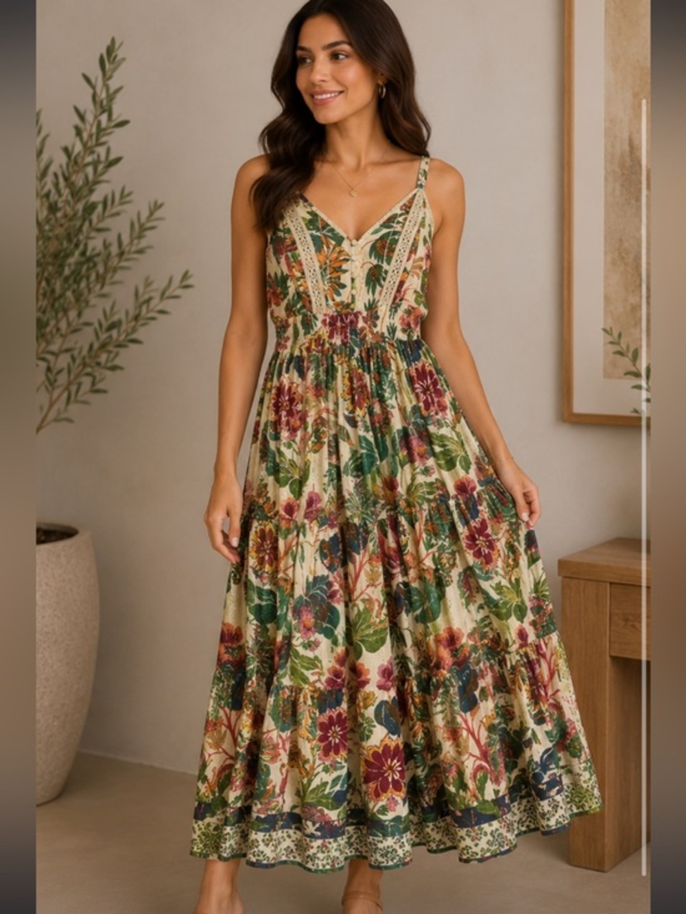 Me 2 Magic Boho floral lace maxi dress